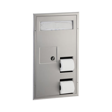 Bobrick B-35715 Stainless Steel Toilet Paper Dispenser, Double Roll, Silver - Default Title