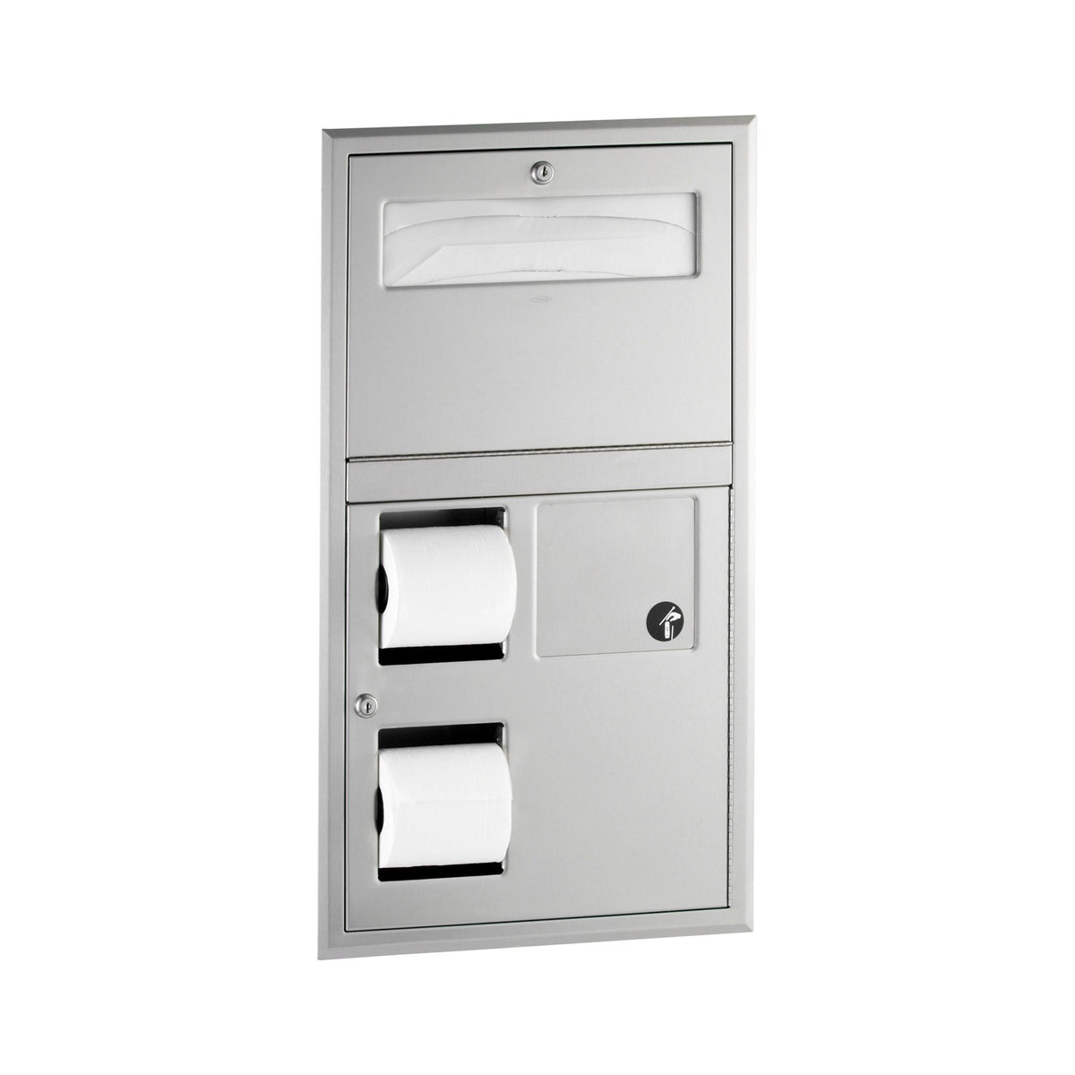 Bobrick B-35745 Stainless Steel Toilet Paper Dispenser, Double Roll, Silver - Default Title