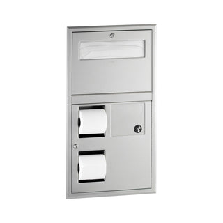 Bobrick B-35745 Stainless Steel Toilet Paper Dispenser, Double Roll, Silver - Default Title