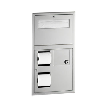 Bobrick B-35745 Stainless Steel Toilet Paper Dispenser, Double Roll, Silver - Default Title