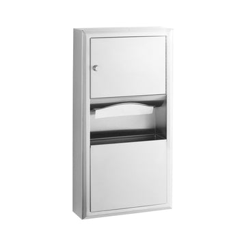 Bobrick Stainless Steel Waste Receptacle, 350 - 475 Towels, Silver - 14 1/4"