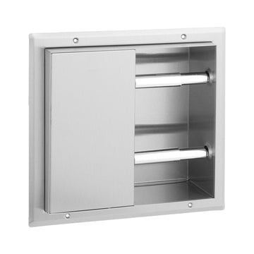 Bobrick B-386 Stainless Steel Toilet Paper Dispenser, Double Roll, Silver - Default Title