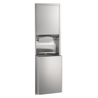 Bobrick ClassicSeries Stainless Steel Trash Can, 12 gal. 600 - 800 Towels, Silver - 17 3/16"