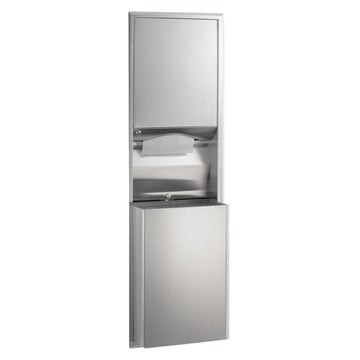 Bobrick ClassicSeries Stainless Steel Trash Can, 12 gal. 600 - 800 Towels, Silver - 17 3/16"
