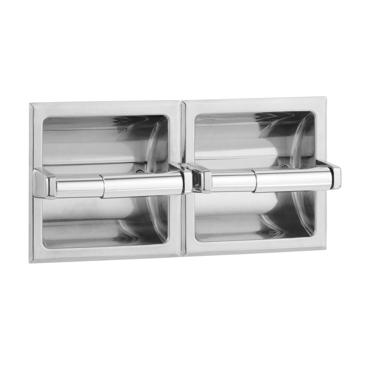 Bobrick Stainless Steel Toilet Paper Dispenser, Double Roll, Silver - Satin