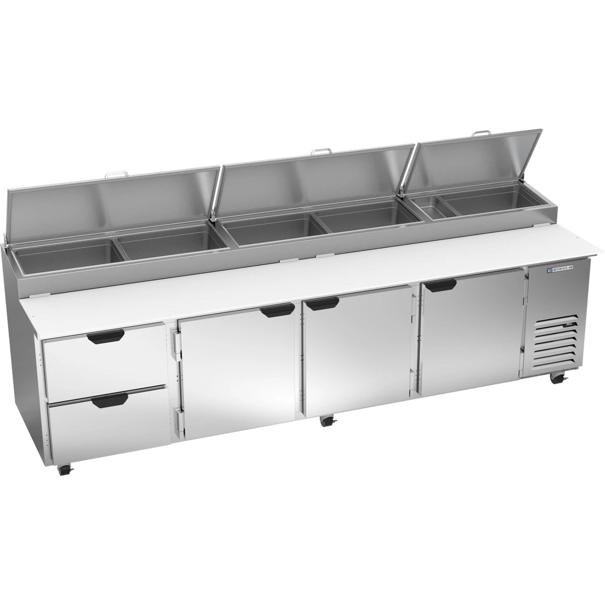 Beverage-Air Pizza Prep Table, 119" Wide, 115V - 2 Drawer 3 Door Clear Lid