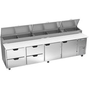 Beverage-Air Pizza Prep Table, 119" Wide, 115V - 4 Drawer 2 Door Clear Lid