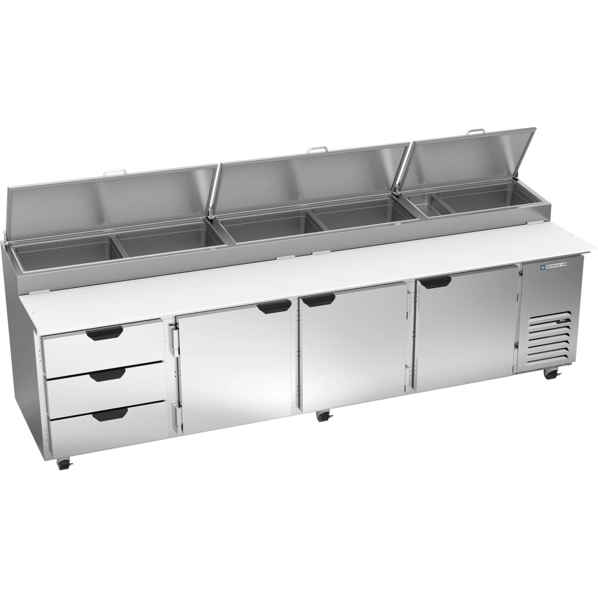 Beverage-Air Pizza Prep Table, 119" Wide, 115V - Three Doors Three Drawers