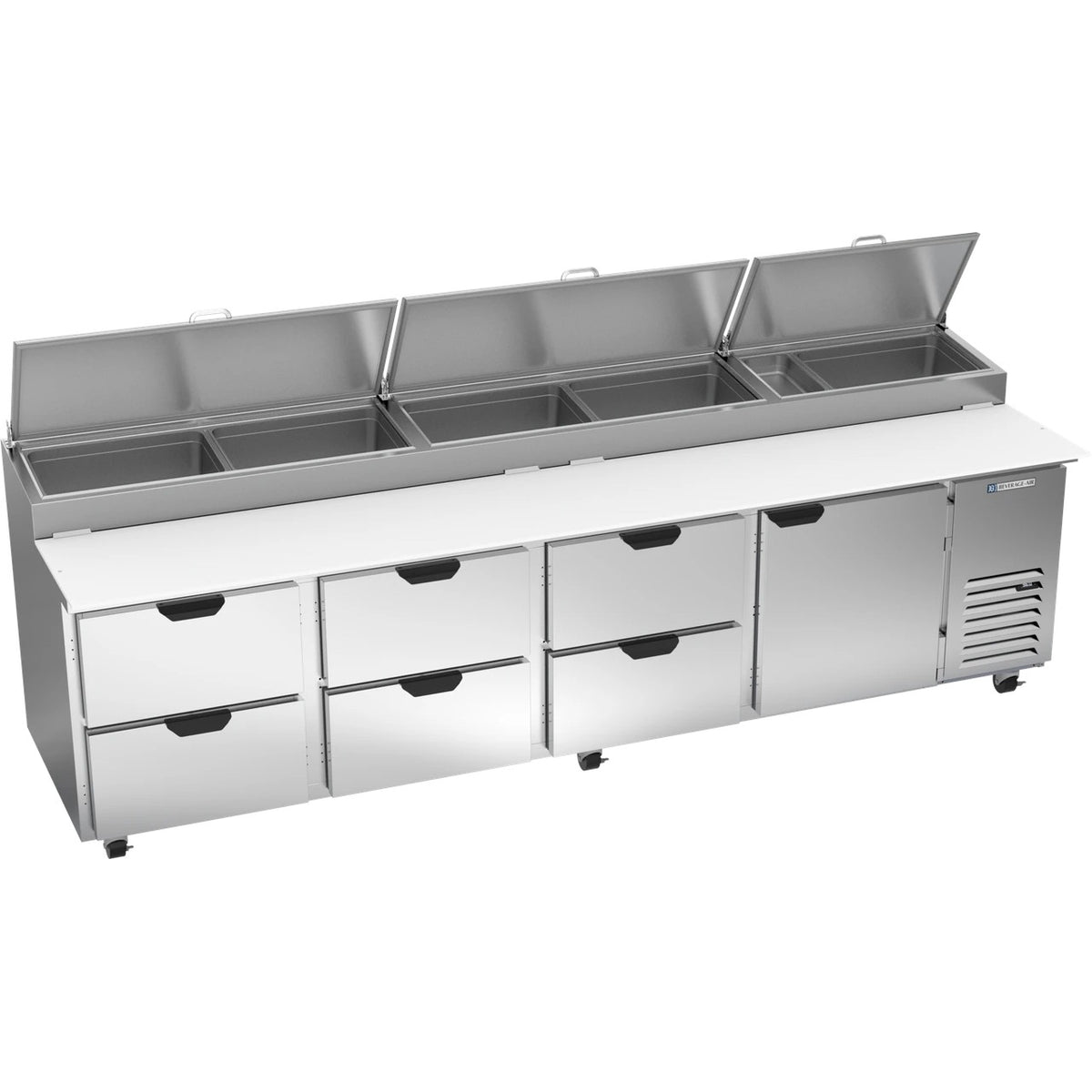 Beverage-Air Pizza Prep Table, 119" Wide, 115V - One Door Six Drawers