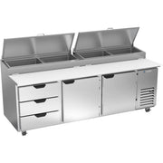 Beverage-Air Pizza Prep Table, 93" Wide, 115V - 3 Drawer 2 Door
