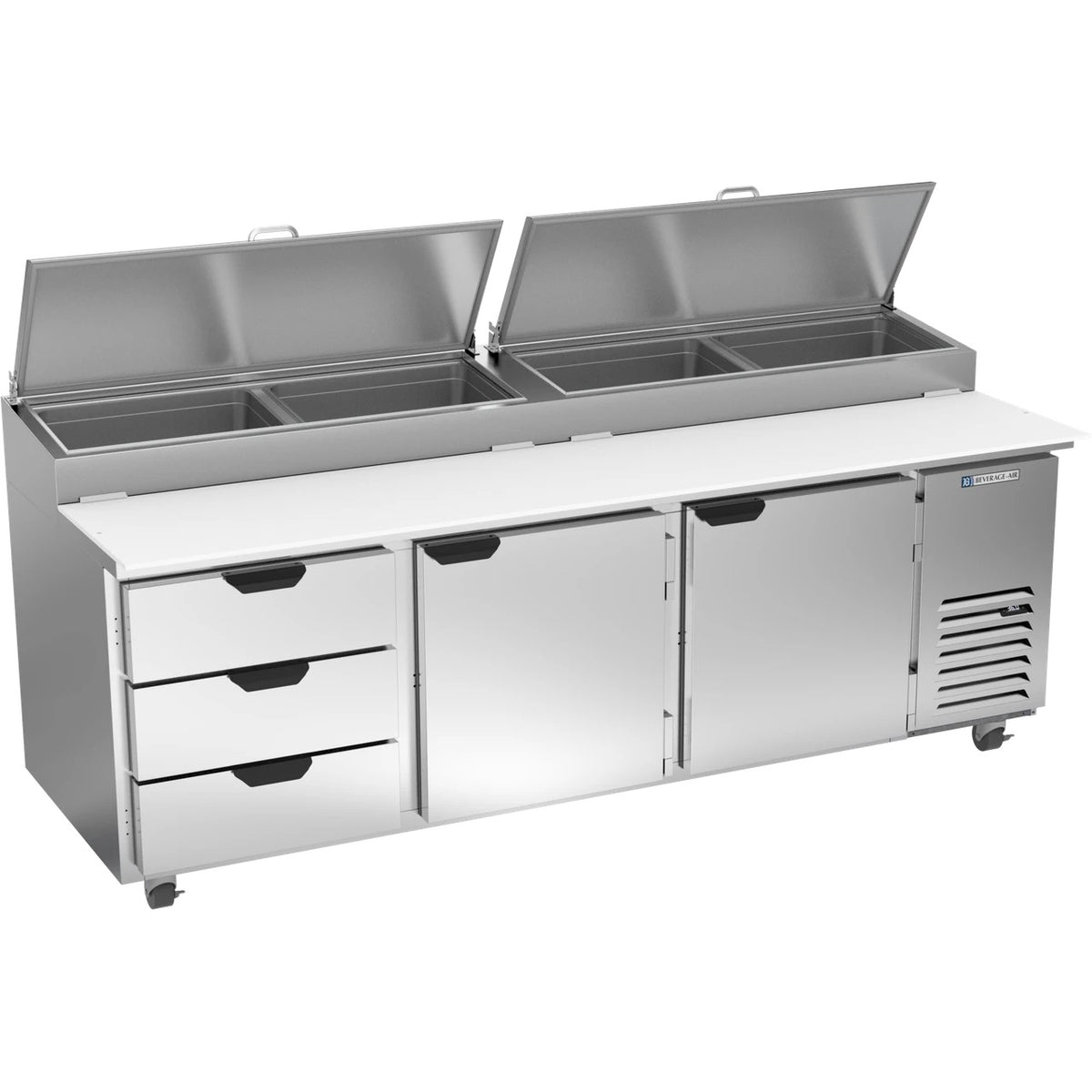 Beverage-Air Pizza Prep Table, 93" Wide, 115V - 3 Drawer 2 Door