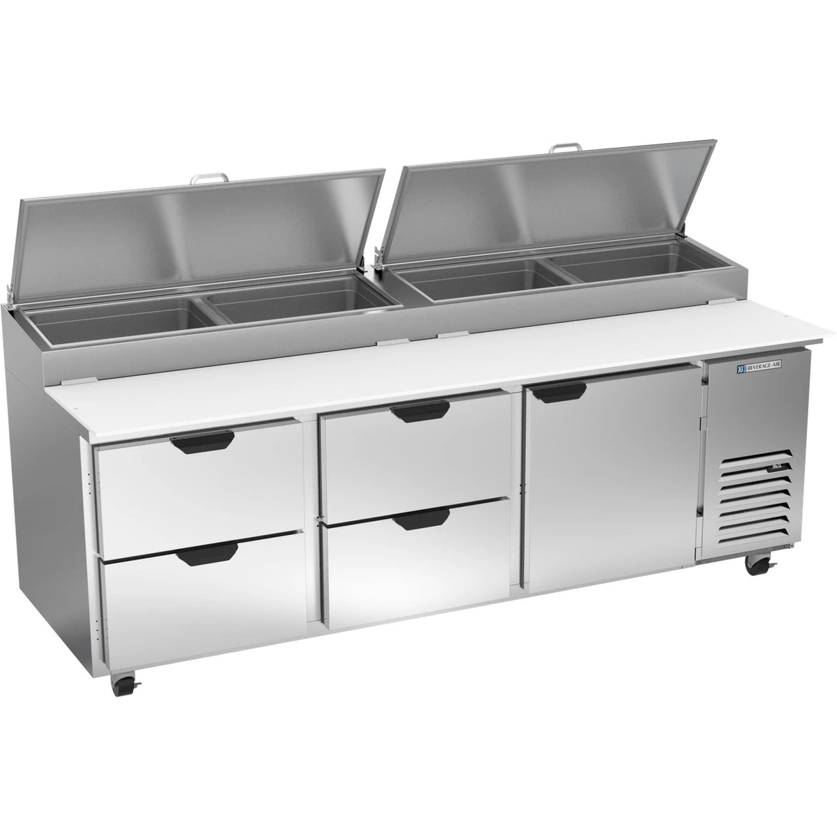 Beverage-Air Pizza Prep Table, 93" Wide, 115V - 4 Drawer 1 Door
