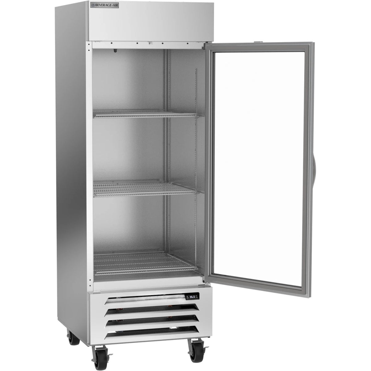 Beverage-Air HBR27HC-1 Reach-In Refrigerator, 25.88 cu. ft., 115V - Horizon Series 30" Bottom Mounted Glass Door LED Lighting