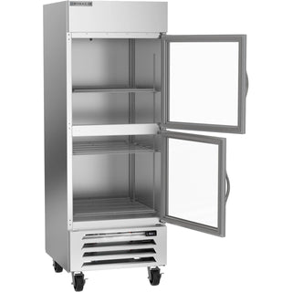 Beverage-Air HBR27HC-1 Reach-In Refrigerator, 25.88 cu. ft., 115V - 1 Section Glass Half Door Bottom-Mounted LED Lighting 27 Cu. Ft.