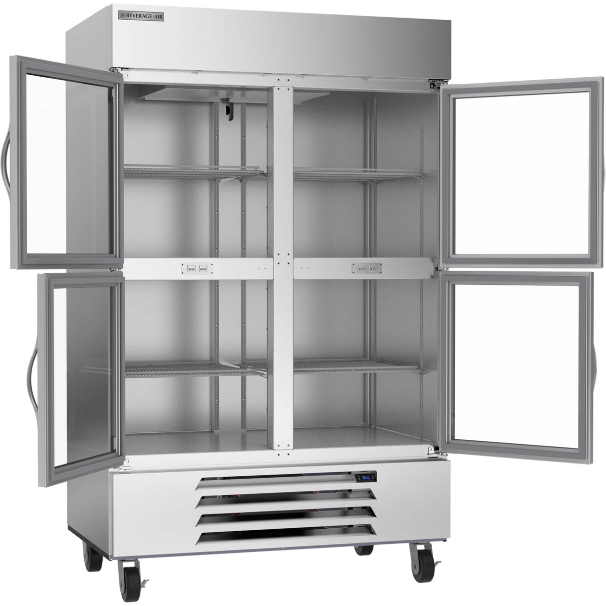 Beverage-Air HBR49HC-1 Reach-In Refrigerator, 46.15 cu. ft., 115V - 2 Section Glass Half Bottom-Mounted LED Lighting 49 Cu. Ft.
