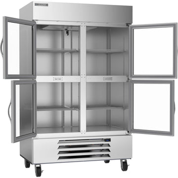 Beverage-Air HBR49HC-1 Reach-In Refrigerator, 46.15 cu. ft., 115V - 2 Section Glass Half Bottom-Mounted LED Lighting 49 Cu. Ft.