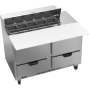 Beverage-Air SPED48HC Sandwich Prep Table, 48" Wide, 115V - 4 Cutting Top 17" Wide Cutting Board 10 1/6 Size Food Pans