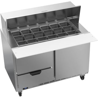 Beverage-Air SPED48HC-18M Sandwich Prep Table, 48" Wide, 115V - 1 Door 2 18 1/6 Size Food Pans