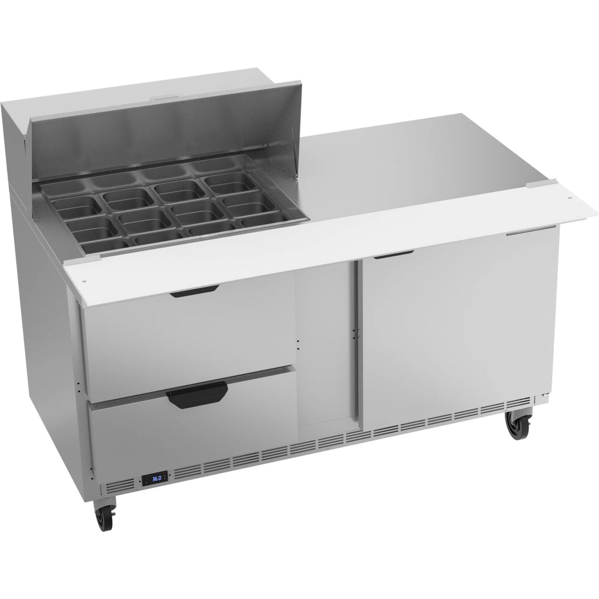 Beverage-Air SPED60HC Sandwich Prep Table, 60" Wide, 115V - Elite Series 2 Mega Top Clear Lid