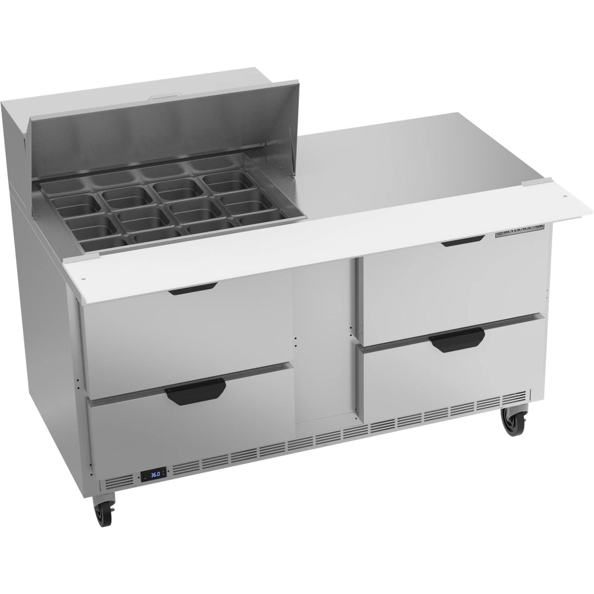 Beverage-Air SPED60HC Sandwich Prep Table, 60" Wide, 115V - Elite Series 4 Mega Top Clear Lid