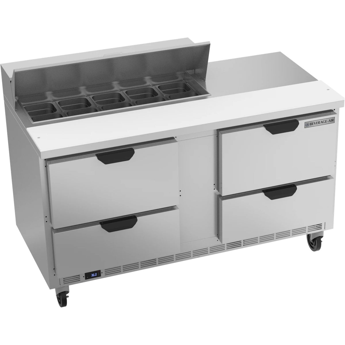 Beverage-Air SPED60HC Sandwich Prep Table, 60" Wide, 115V - Elite Series 4 Clear Lid