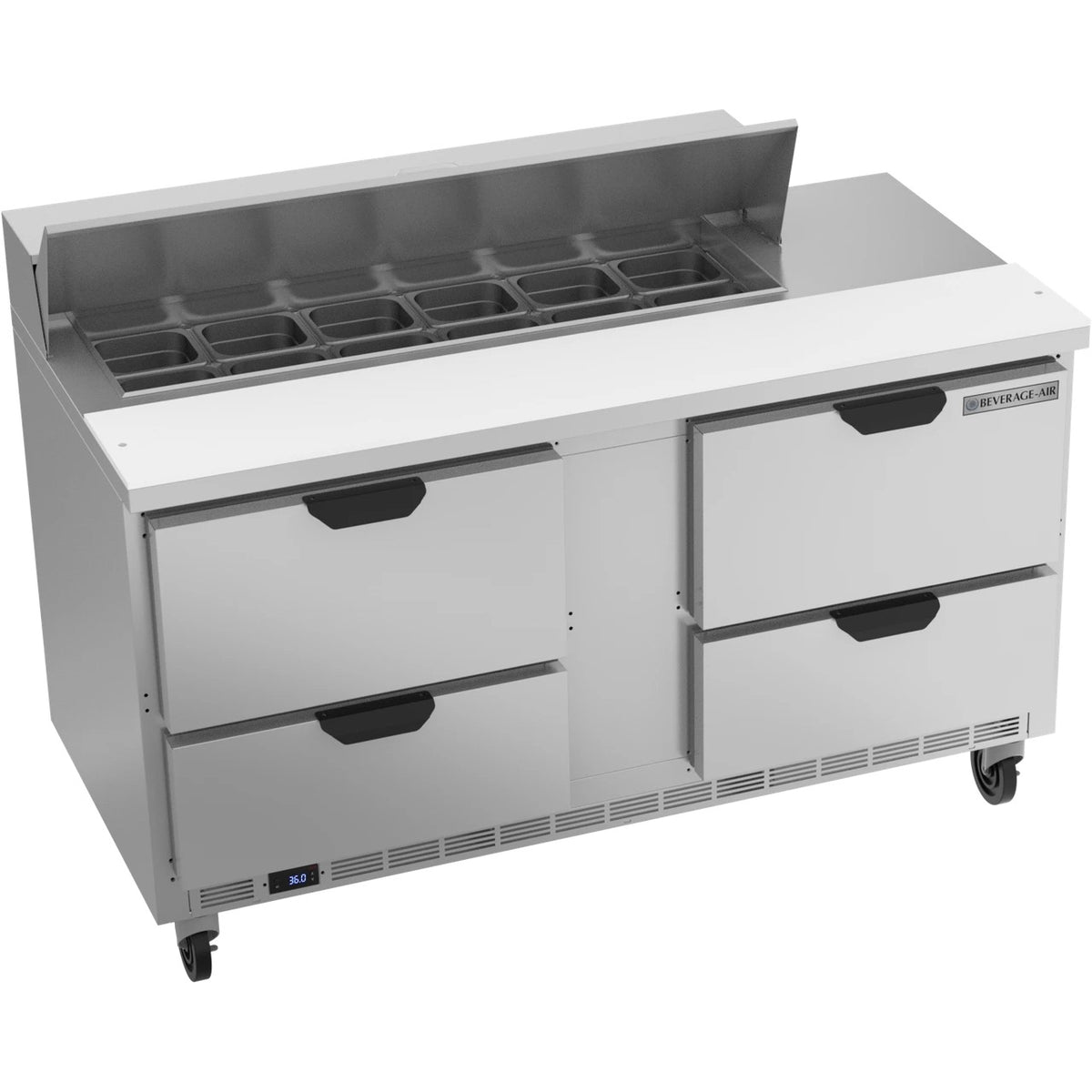Beverage-Air SPED60HC Sandwich Prep Table, 60" Wide, 115V - Elite Series 4 Clear Lid