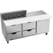 Beverage-Air SPED72HC Sandwich Prep Table, 72" Wide, 115V - 1 Door 4 Cutting Top 17" Wide Cutting Board 10 1/6 Size Food Pans
