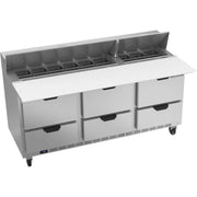 Beverage-Air SPED72HC Sandwich Prep Table, 72" Wide, 115V - Elite Series 6 Cutting Top 17" Deep Cutting Board