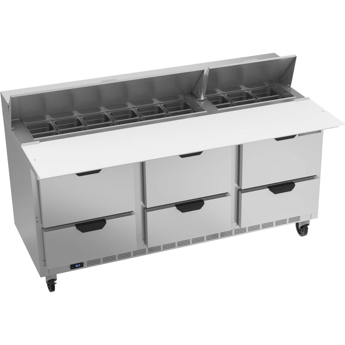 Beverage-Air SPED72HC Sandwich Prep Table, 72" Wide, 115V - Elite Series 6 Cutting Top 17" Deep Cutting Board