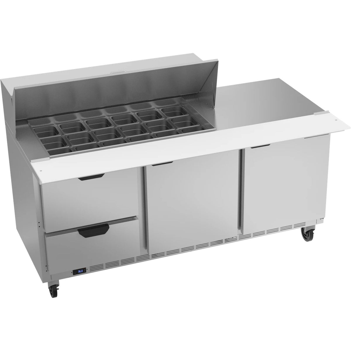 Beverage-Air SPED72HC Sandwich Prep Table, 72" Wide, 115V - Elite Series 2 Door 2 Mega Top Clear Lid