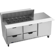 Beverage-Air SPED72HC Sandwich Prep Table, 72" Wide, 115V - Elite Series 1 Door 4 Mega Top Clear Lid