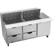 Beverage-Air SPED72HC-24M Sandwich Prep Table, 72" Wide, 115V - 1 Door 4 24 1/6 Size Food Pans