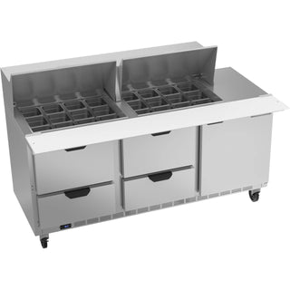 Beverage-Air SPED72HC-24M Sandwich Prep Table, 72" Wide, 115V - 1 Door 4 24 1/6 Size Food Pans