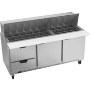 Beverage-Air SPED72HC-30M Sandwich Prep Table, 72" Wide, 115V - 2 Door 2 30 1/6 Size Food Pans