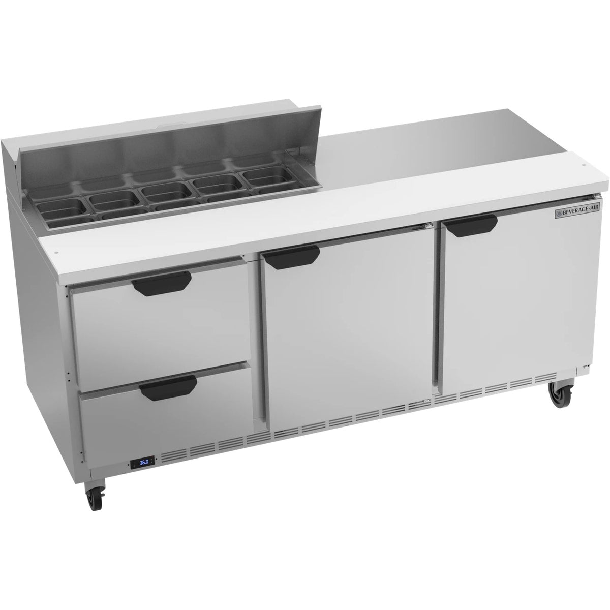 Beverage-Air SPED72HC Sandwich Prep Table, 72" Wide, 115V - Elite Series 2 Clear Lid