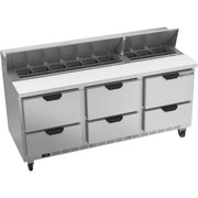 Beverage-Air SPED72HC Sandwich Prep Table, 72" Wide, 115V - Elite Series 6 Clear Lid