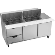 Beverage-Air SPED72HC-24M Sandwich Prep Table, 72" Wide, 115V - Elite Series 2 Door 2 Clear Lid
