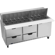 Beverage-Air SPED72HC-30M Sandwich Prep Table, 72" Wide, 115V - Elite Series 1 Door 4 Clear Lid