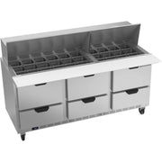 Beverage-Air SPED72HC-30M Sandwich Prep Table, 72" Wide, 115V - Elite Series 6 Clear Lid