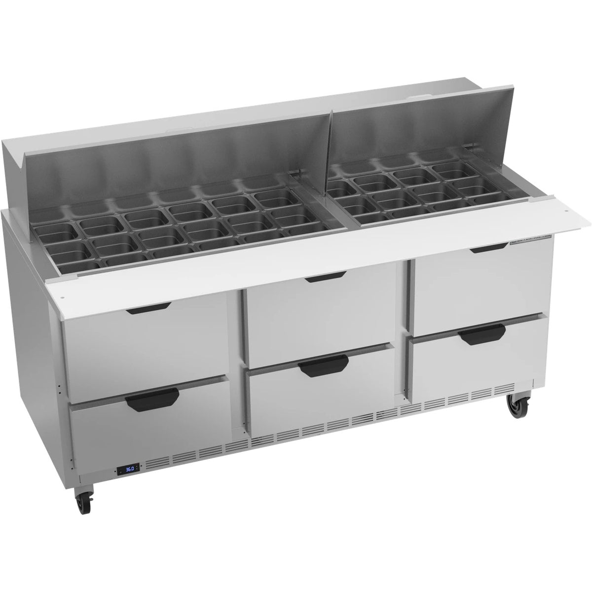 Beverage-Air SPED72HC-30M Sandwich Prep Table, 72" Wide, 115V - Elite Series 6 Clear Lid