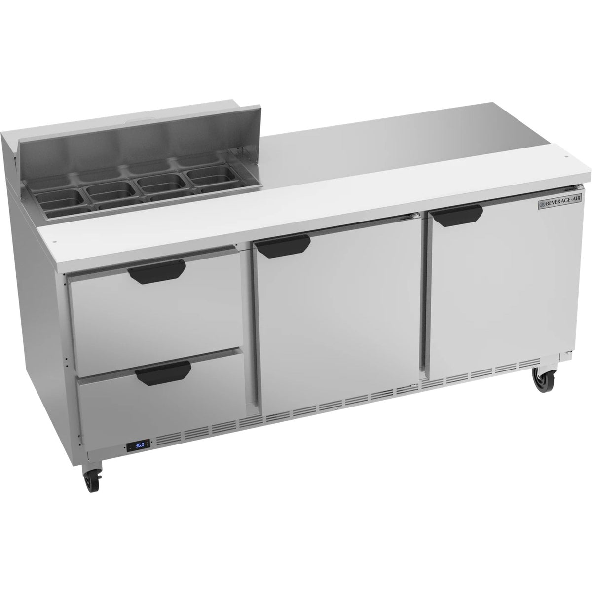 Beverage-Air SPED72HC Sandwich Prep Table, 72" Wide, 115V - Elite Series 2 Clear Lid