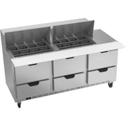 Beverage-Air SPED72HC-24M Sandwich Prep Table, 72" Wide, 115V - Elite Series 6 Clear Lid