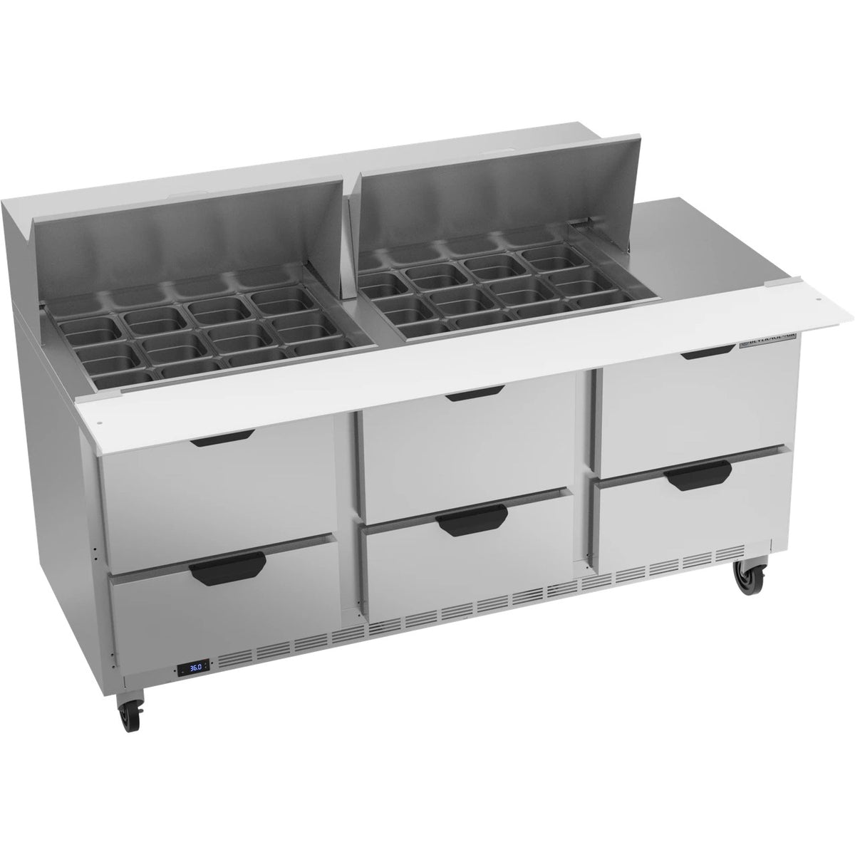 Beverage-Air SPED72HC-24M Sandwich Prep Table, 72" Wide, 115V - Elite Series 6 Clear Lid