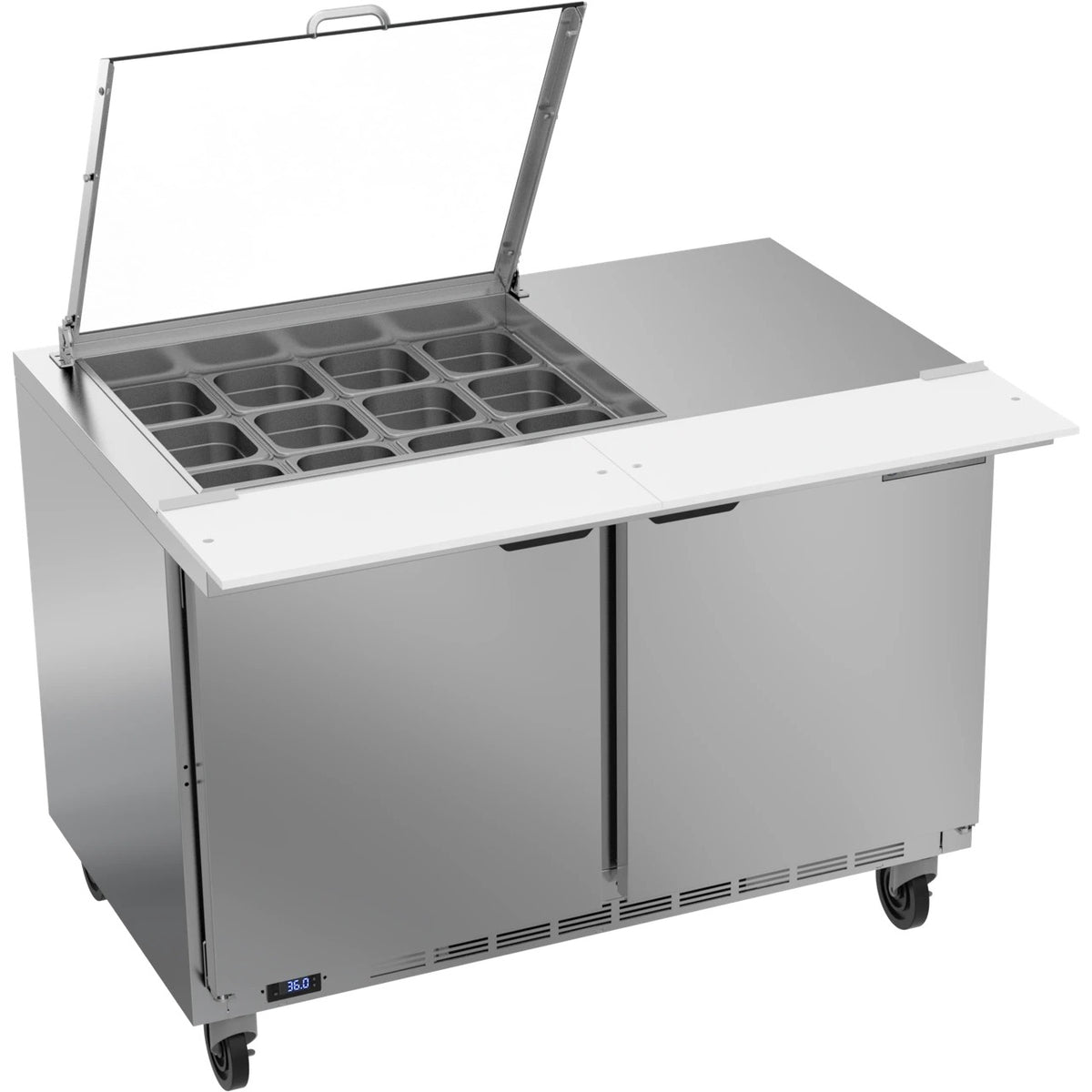 Beverage-Air SPE48HC Sandwich Prep Table, 48" Wide, 115V - 38 3/8" x 56 13/16"