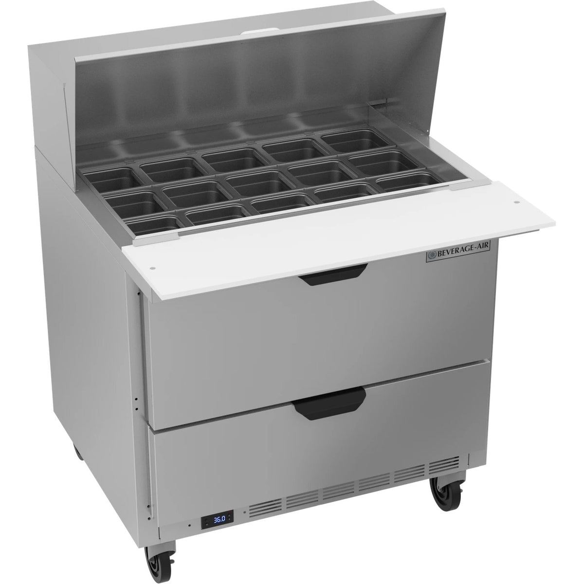 Beverage-Air SPED36HC Sandwich Prep Table, 36" Wide, 115V - 38 5/16" x 45 9/16"