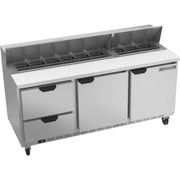 Beverage-Air SPED72HC Sandwich Prep Table, 72" Wide, 115V - 2 Door 2 18 1/6 Size Pans