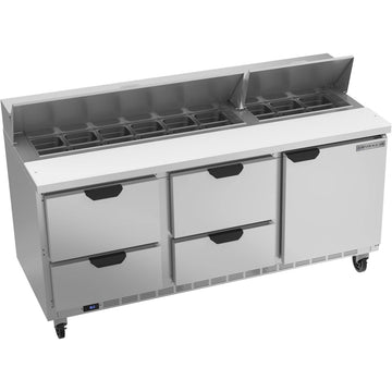 Beverage-Air SPED72HC Sandwich Prep Table, 72" Wide, 115V - 1 Door 4 18 1/6 Size Pans