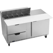 Beverage-Air SPED60HC Sandwich Prep Table, 60" Wide, 115V - 1 Door 2 Cutting Top 17" Wide Cutting Board 10 1/6 Size Food Pans