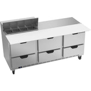 Beverage-Air SPED72HC Sandwich Prep Table, 72" Wide, 115V - 6 Cutting Top 17" Wide Cutting Board 8 1/6 Size Food Pans