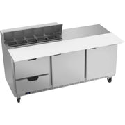 Beverage-Air SPED72HC Sandwich Prep Table, 72" Wide, 115V - 2 Door 2 Cutting Top 17" Wide Cutting Board 10 1/6 Size Food Pans
